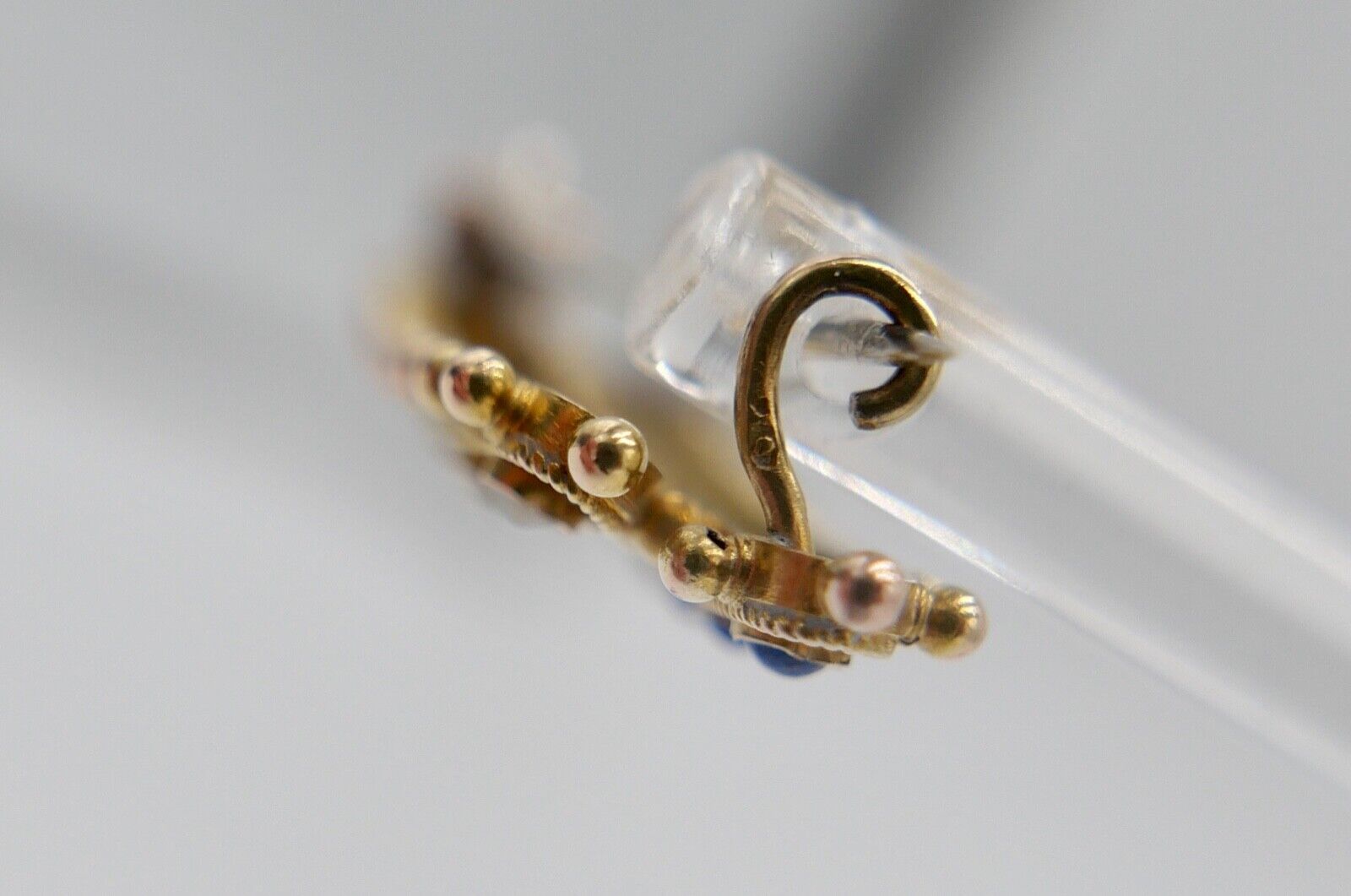 Antike 585 14K Gold Brosche Anstecknadel mit 7 Saatperlen 7 Lapis Lazuli - Antikhandel-Stuttgart