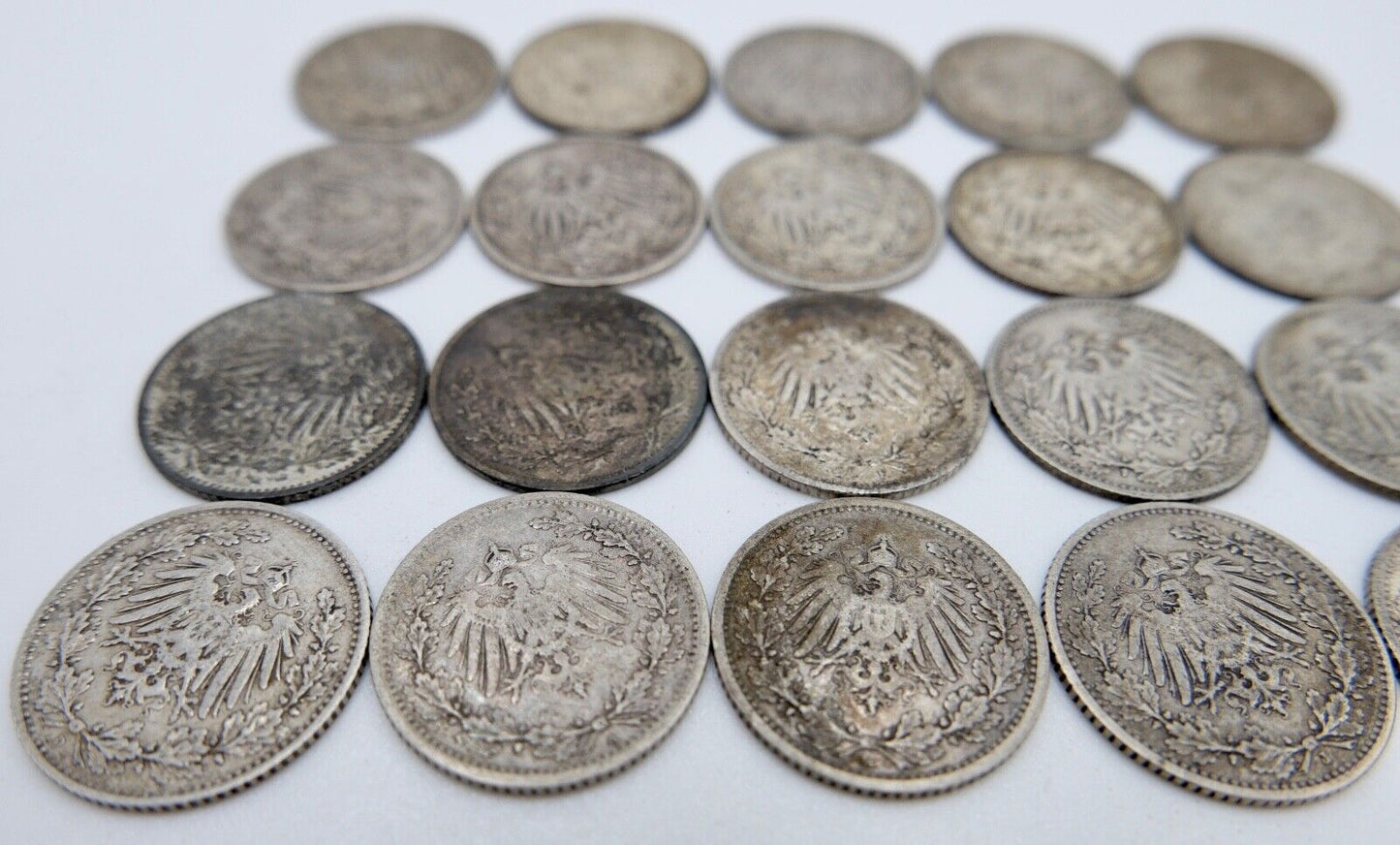 21x 1/2 Mark 1905 1906 1907 1909 1915 1916 J D F G A Silbermünze Jäger J.16 - Antikhandel-Stuttgart