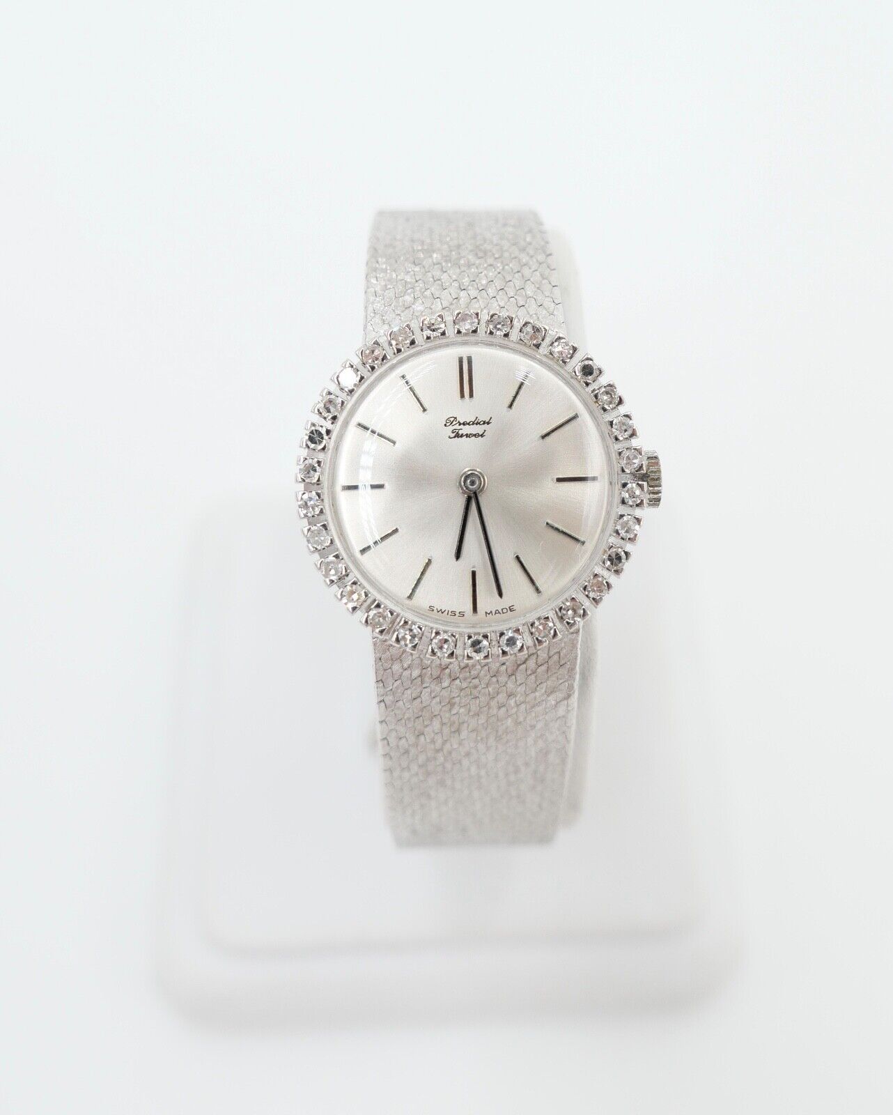 Elegante Predial Weißgold Damen Uhr mit Diamantbesatz 750/18K Lady watch Ø 24 mm - Antikhandel-Stuttgart