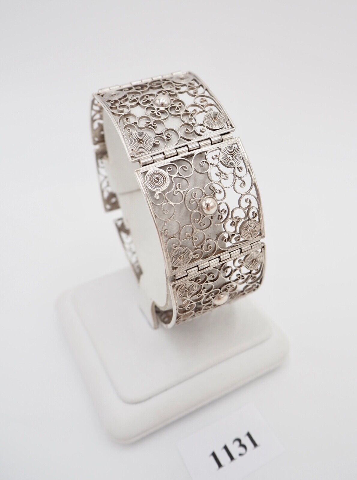 antikes filigranes Silber Armband 835 im Jugendstil floral Blumenmuster - Antikhandel-Stuttgart