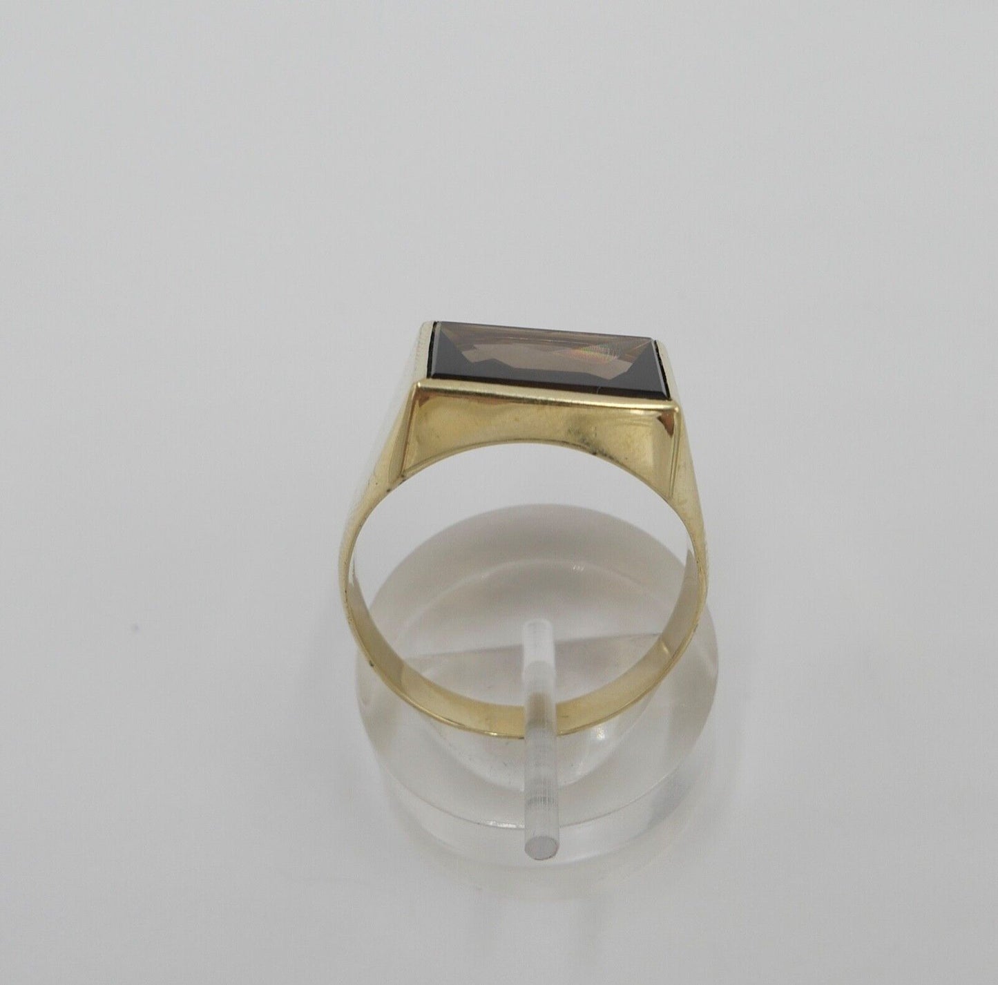 1980er Jahre Herren Gold Ring 585 14K Göße 66 mit braunem Rauchquarz - Antikhandel-Stuttgart