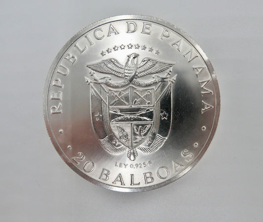 20 Balboas Republic Panama 1973 Simon Bolivar 129,59 Gramm 925 Silber XXL - Antikhandel-Stuttgart