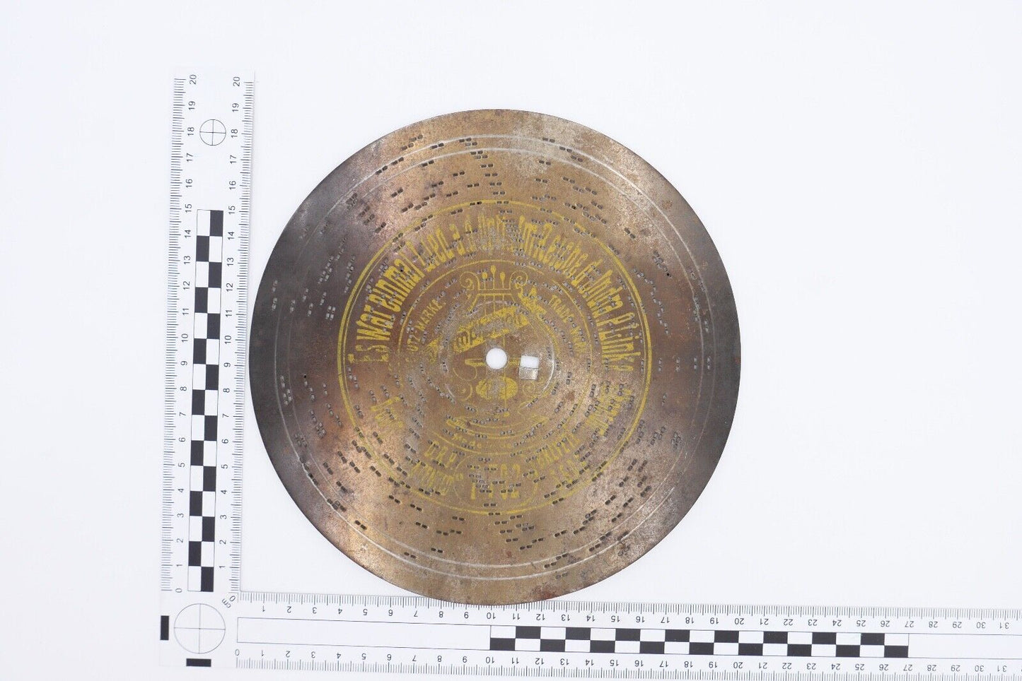 7702 Symphonion Lochplatte Spieluhr Spieldose ES WAR EINMAL P. LINKE Ø 19,5 - Antikhandel-Stuttgart