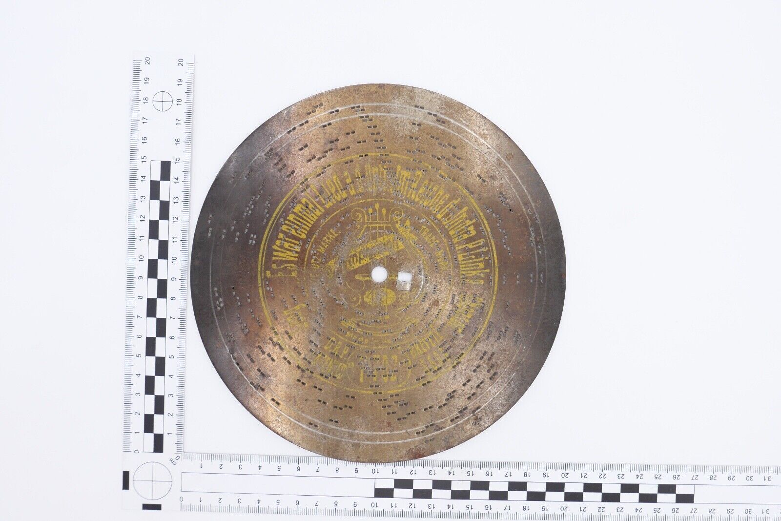 7702 Symphonion Lochplatte Spieluhr Spieldose ES WAR EINMAL P. LINKE Ø 19,5 - Antikhandel-Stuttgart