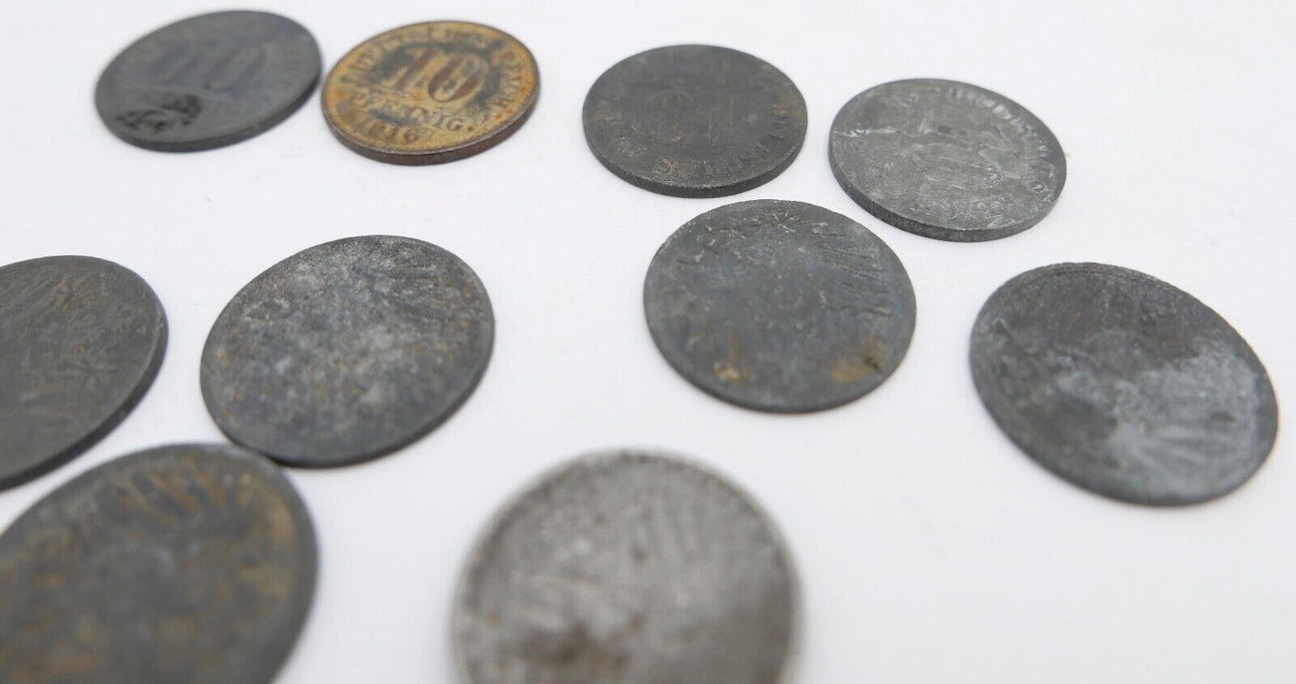 10x 10 Reichspfennig 1873 1875 1876 1888 Jäger J.299 298 s-ss - Antikhandel-Stuttgart