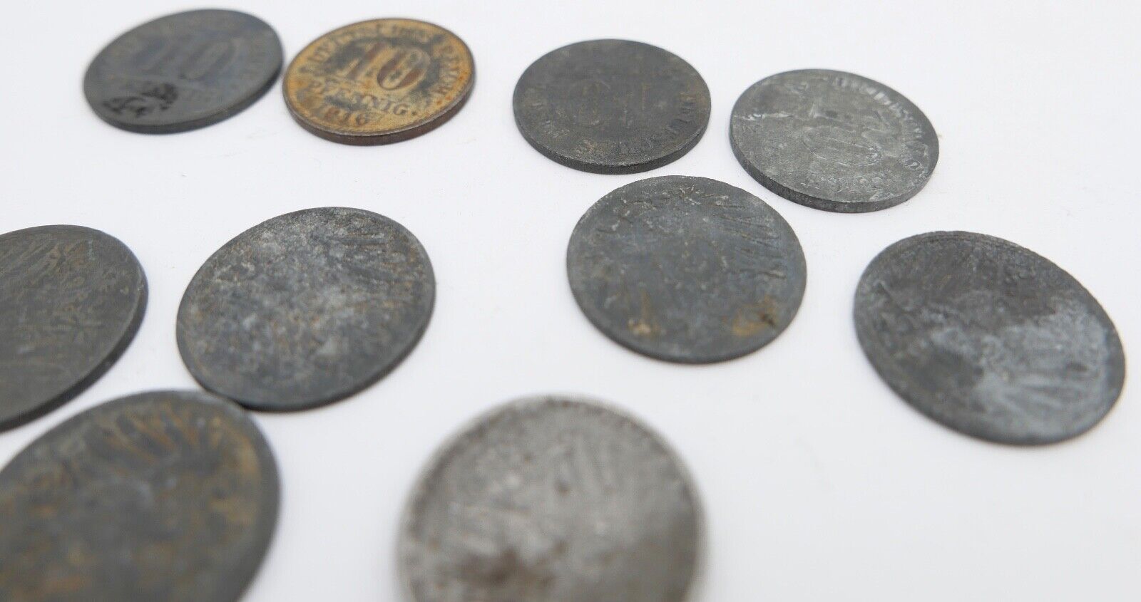 10x 10 Reichspfennig 1873 1875 1876 1888 Jäger J.299 298 s-ss - Antikhandel-Stuttgart