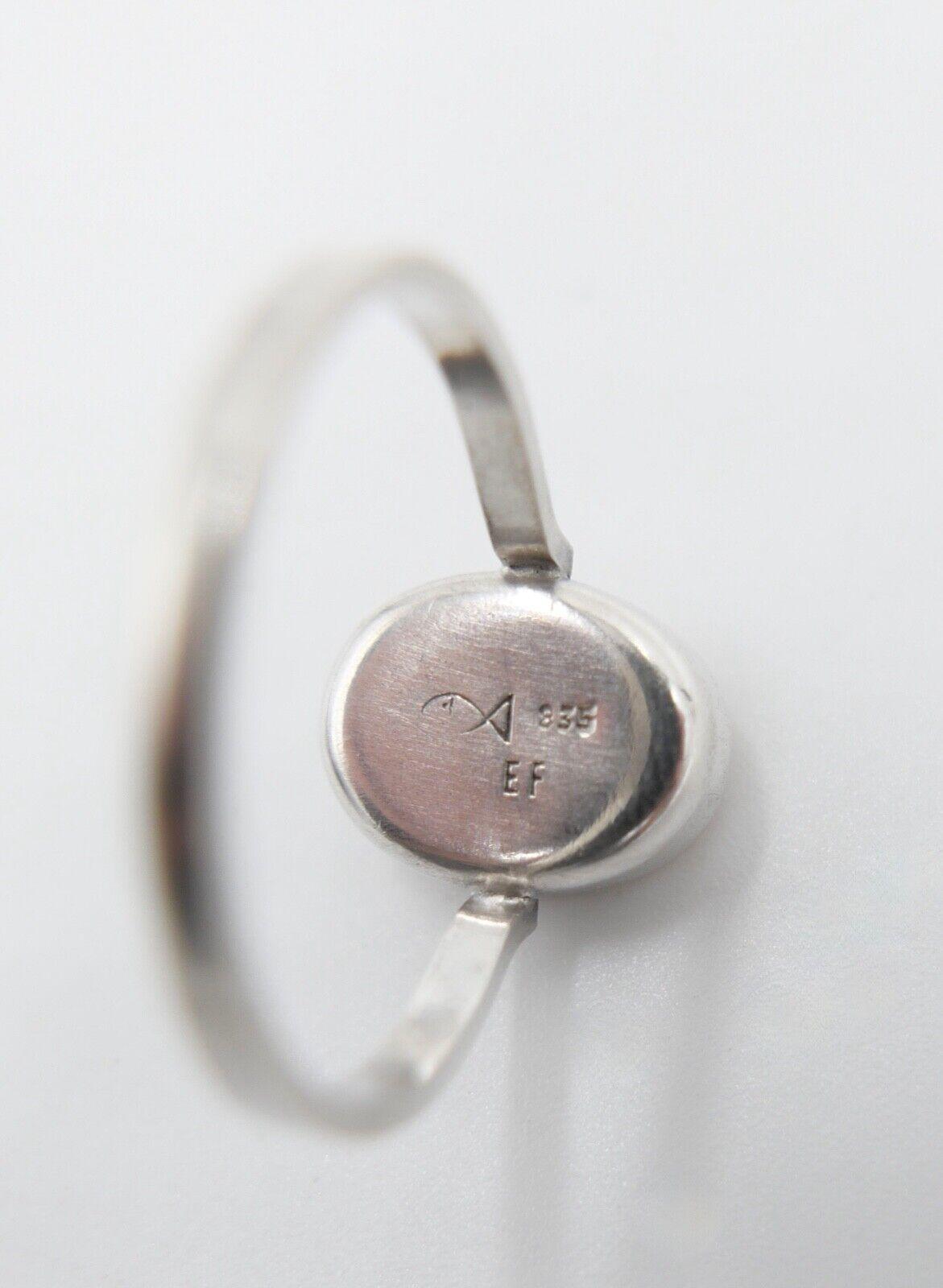 80er Silberrring butterscotch Bernstein Damen Ring Gr. 57 Silber 835 Fischland - Antikhandel-Stuttgart