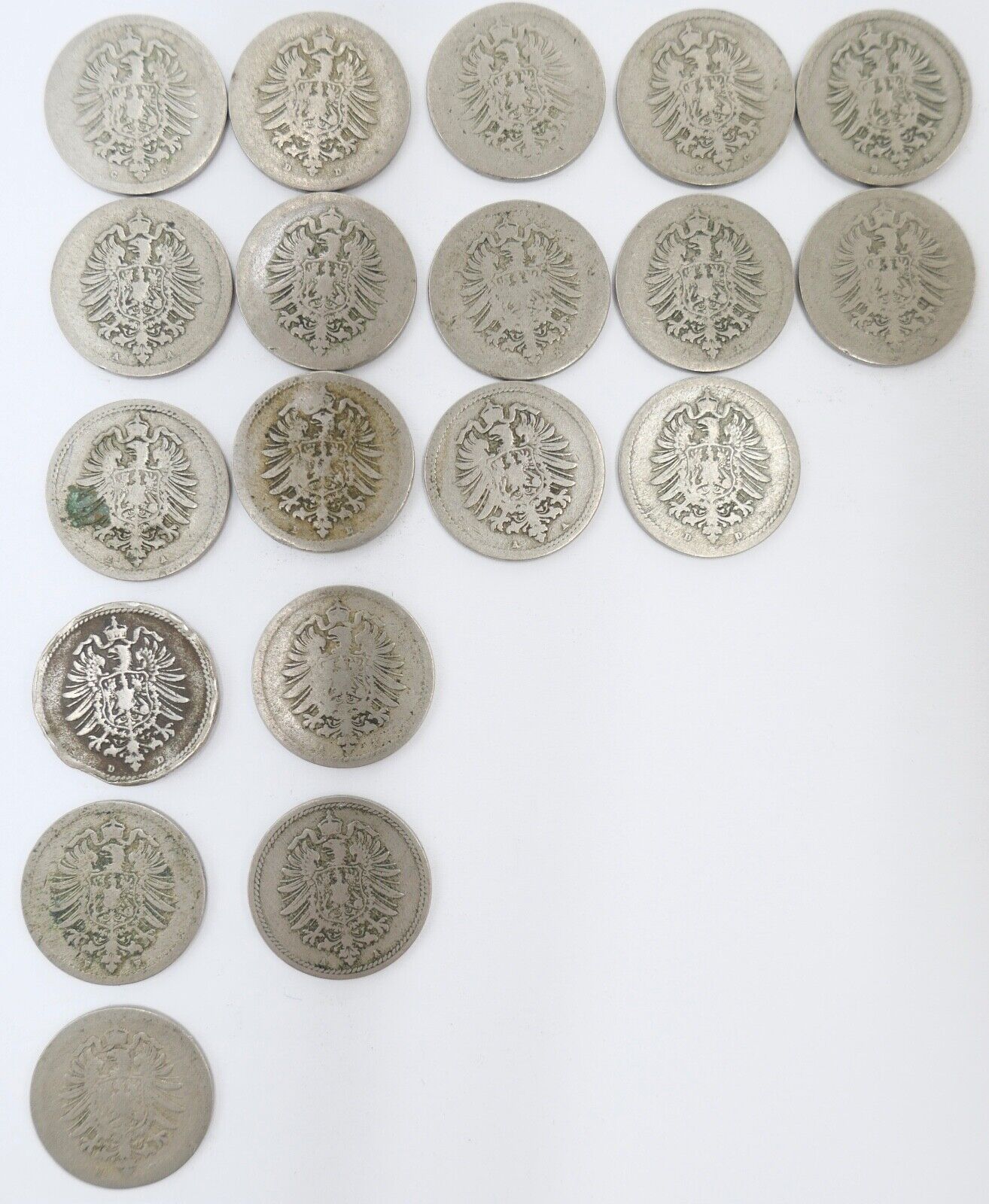 19x 5 Pfennig 1875-1889 Kaiserreich Jäger J.3 s-vz - Antikhandel-Stuttgart