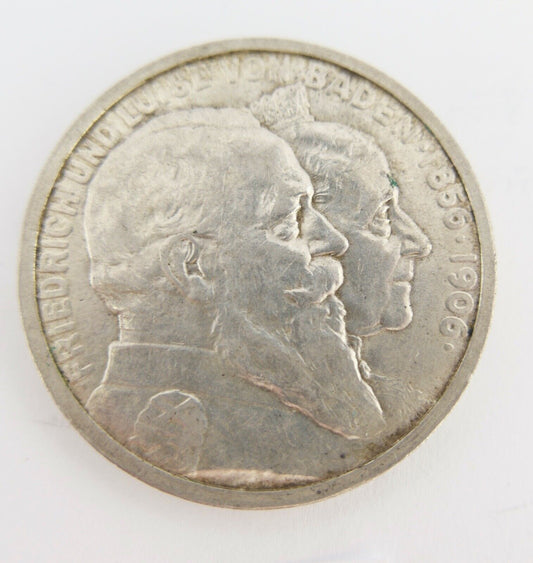 5 Mark 1906 G Silbermünze Friedrich und Luise von Baden Goldene Hochzeit J.35 - Antikhandel-Stuttgart