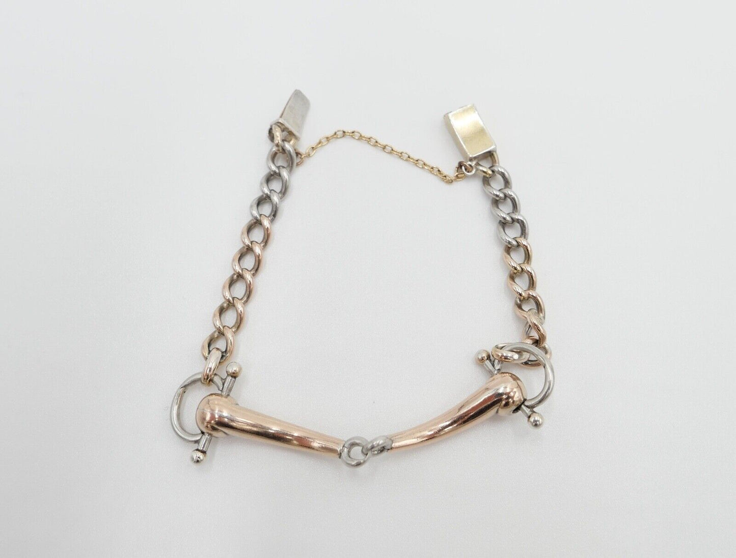 60er Jahre Pferdegebiss Armband 800 Silber vergoldet - Antikhandel-Stuttgart