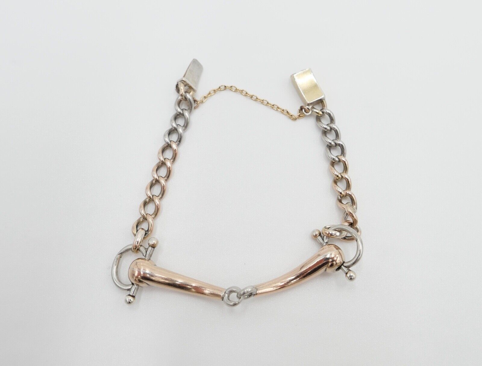 60er Jahre Pferdegebiss Armband 800 Silber vergoldet - Antikhandel-Stuttgart