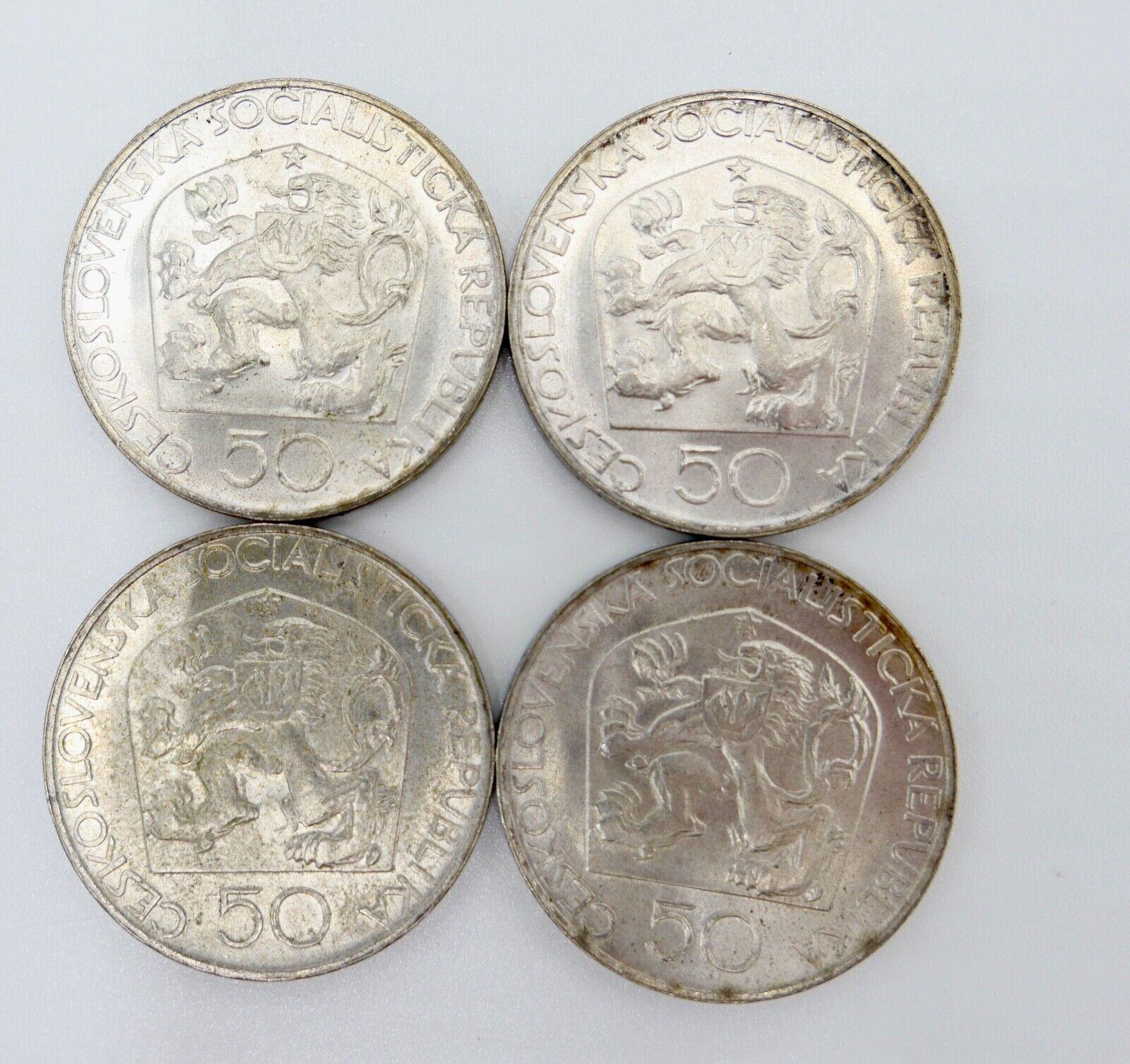 4x 50 KRONEN KORUN 1973 700 SILBER JUNGMANN TSCHECHOSLOWAKEI CSSR - Antikhandel-Stuttgart