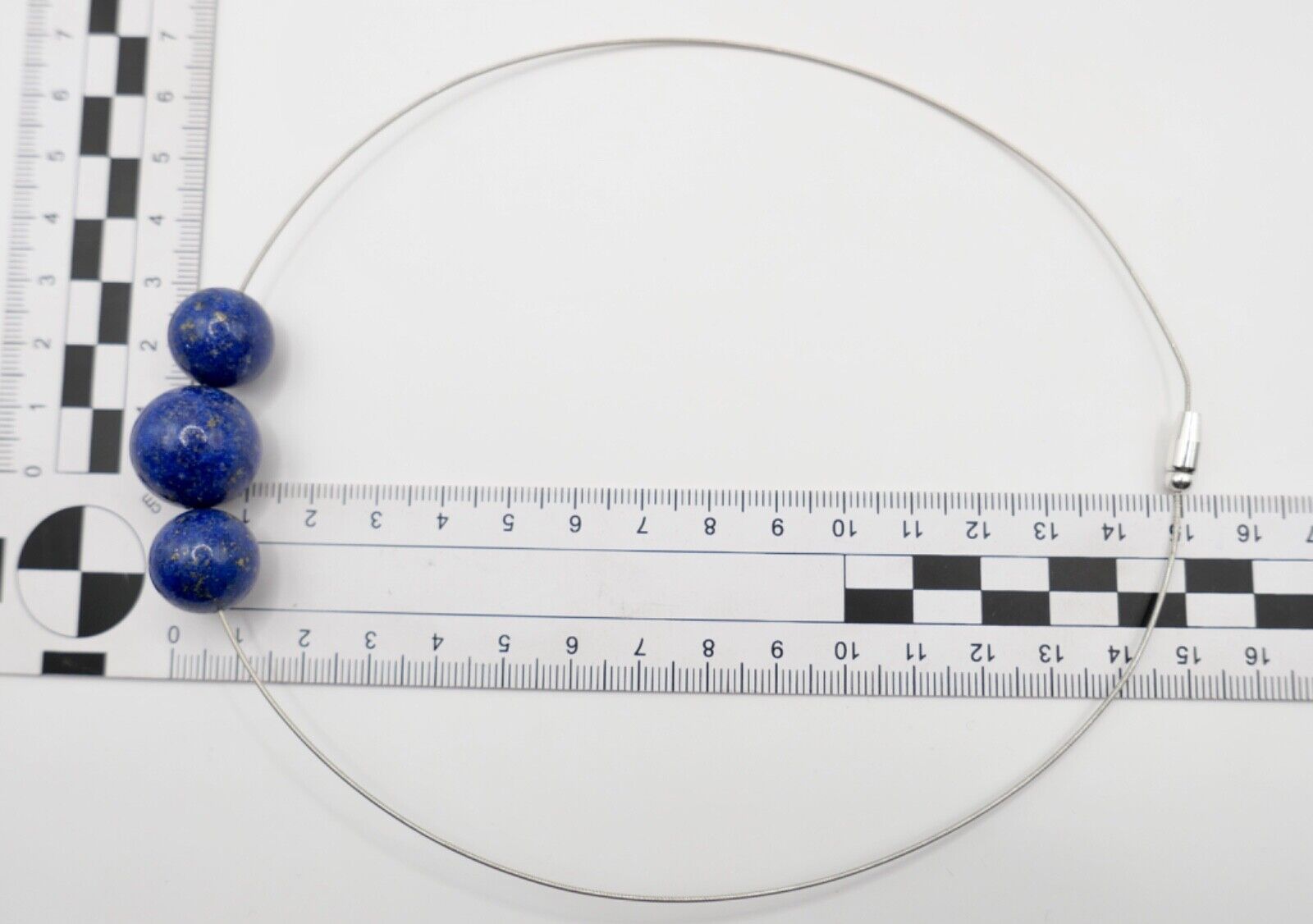 1990er Jahre Silber Draht Collier mit LAPIS LAPISLAZULI Anhänger 44cm - Antikhandel-Stuttgart