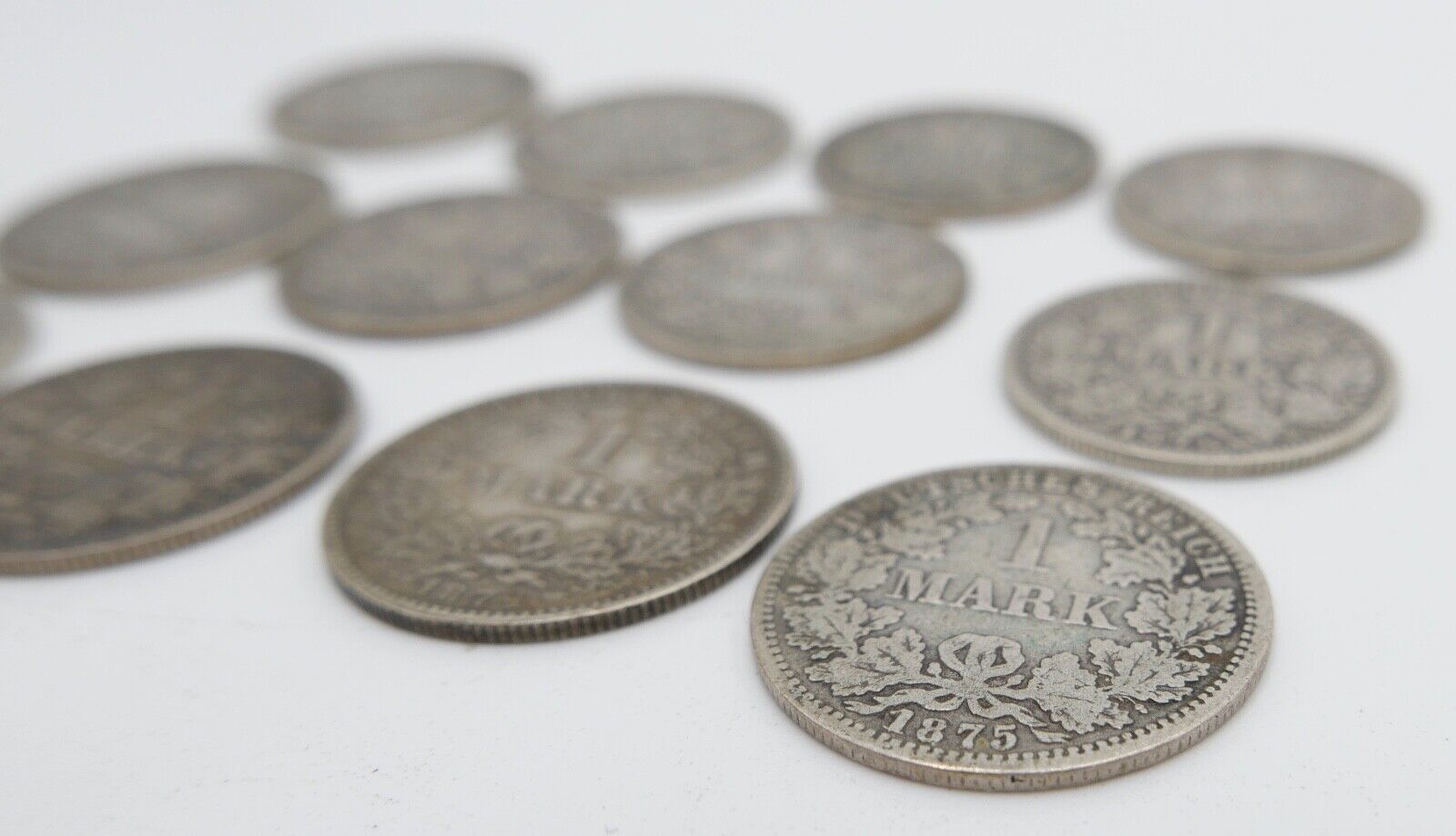 12x 1 Mark Deutsches Reich 1874 - 1880A B G Jäger J.9 Silber in SS - Antikhandel-Stuttgart