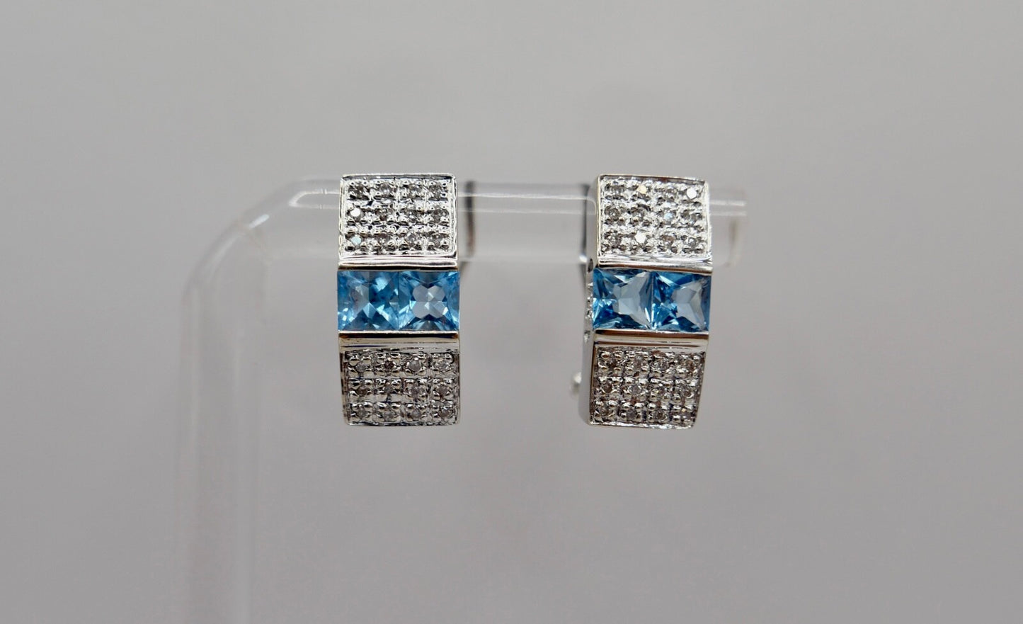 Blautopas & Brillant 750 18K Weißgold Gold Ohrringe 2 Ctw NEUwertig CCF