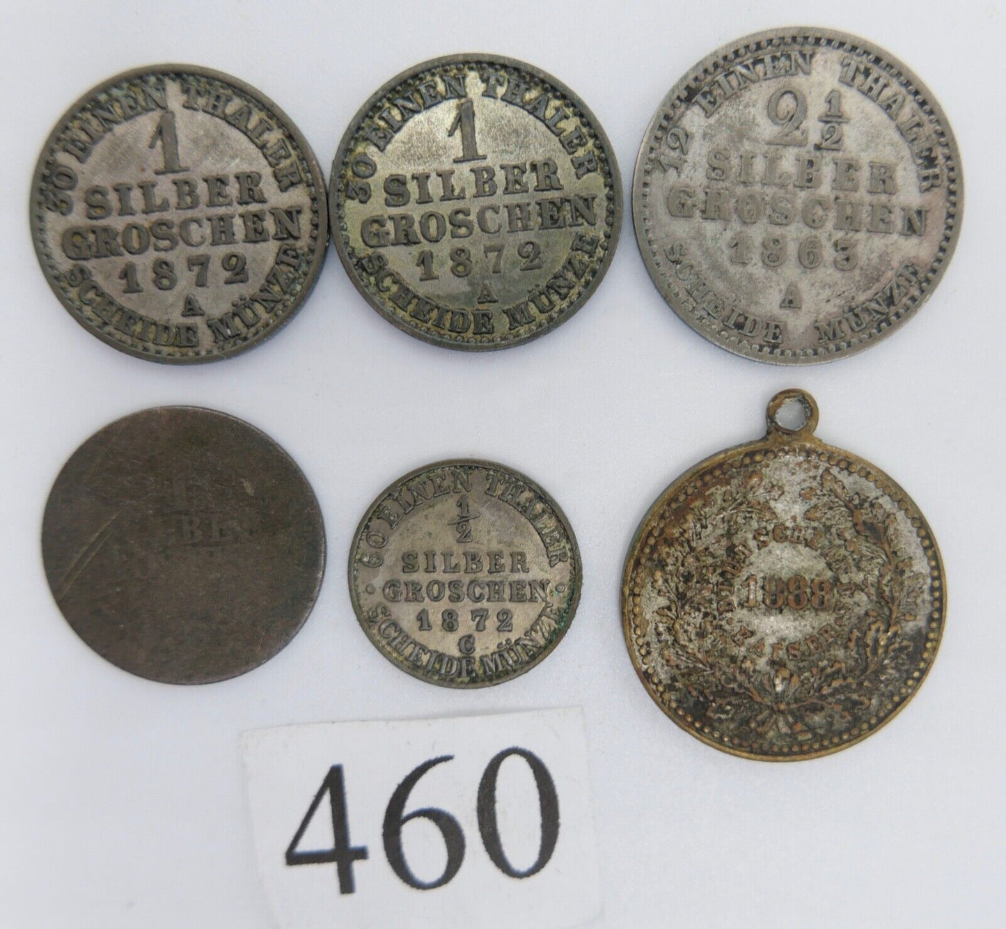 5x Preußen Groschen 1x Medaille 3. Kaiserreich Silber Groschen - Antikhandel-Stuttgart