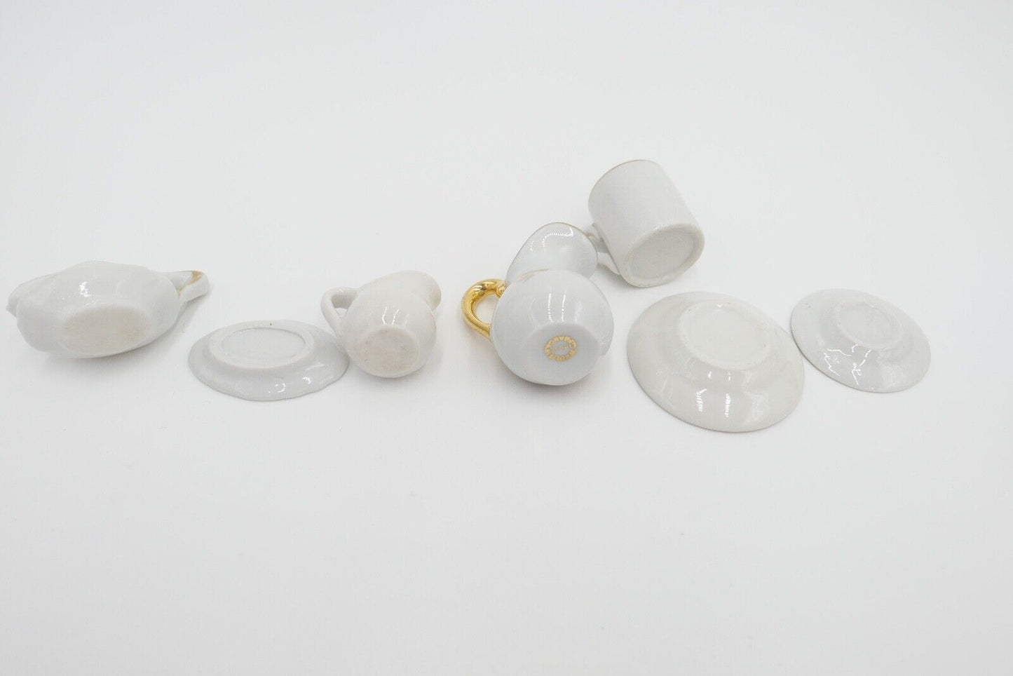 Vintage Porzellan Miniatur Puppenmöbel Puppenhaus Geschirr Tassen Teller - Antikhandel-Stuttgart