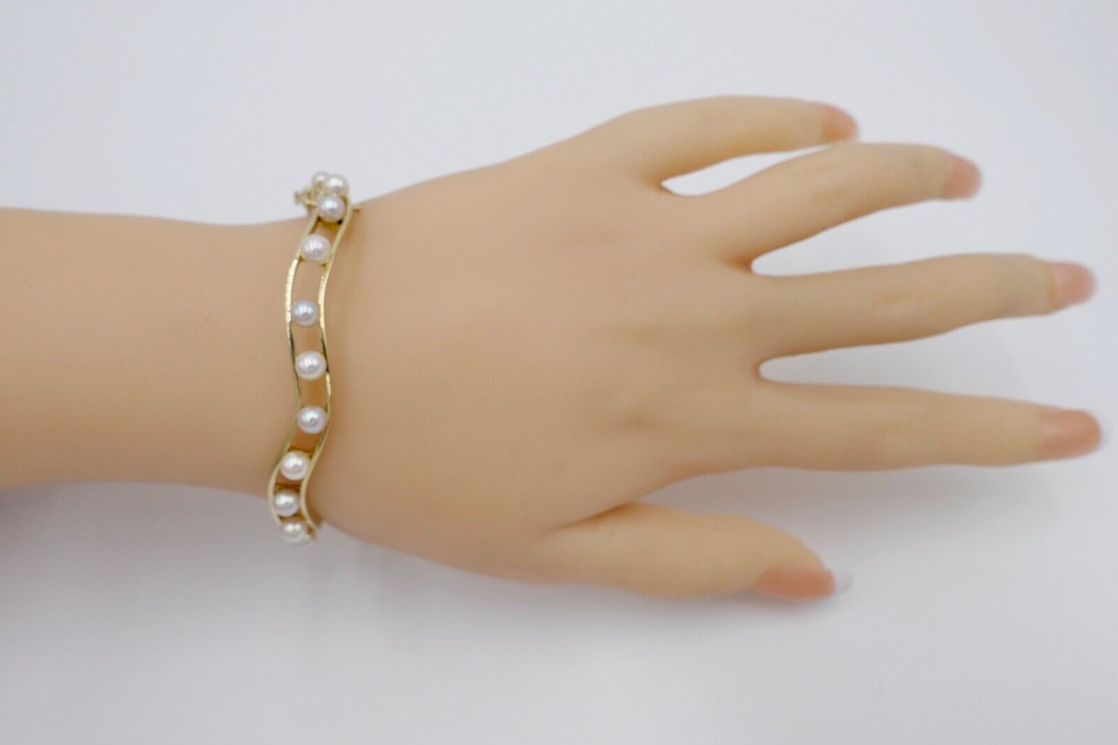 Massives Perlen Gold Armband Armreif 585 / 14K Gelbgold EG GE Gottlieb Ebinger - Antikhandel-Stuttgart