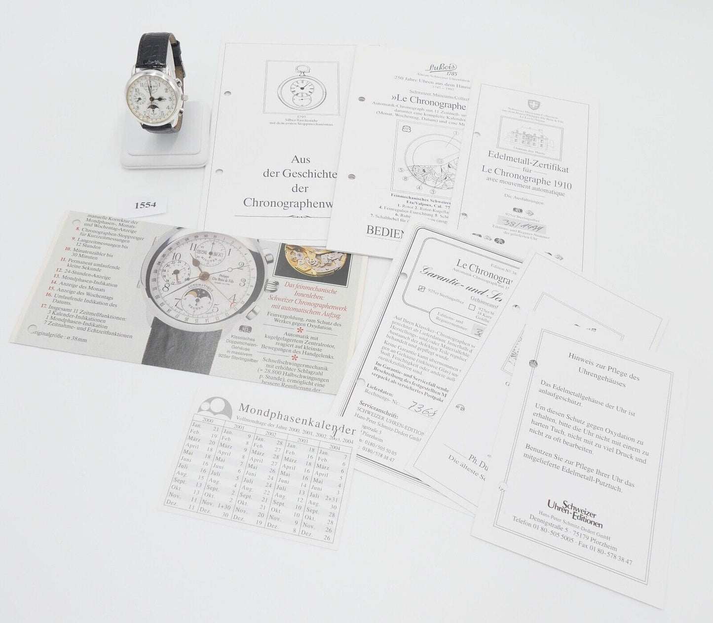 Philippe DuBois & Fils Chronograph 1910 Musee Edition 38 925 Silber Cal. ETA7751 - Antikhandel-Stuttgart