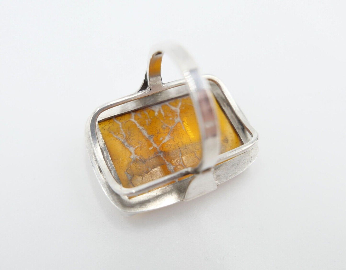 Bernstein Handarbeit Designer Ring Gr. 57 Silber 900 - Antikhandel-Stuttgart