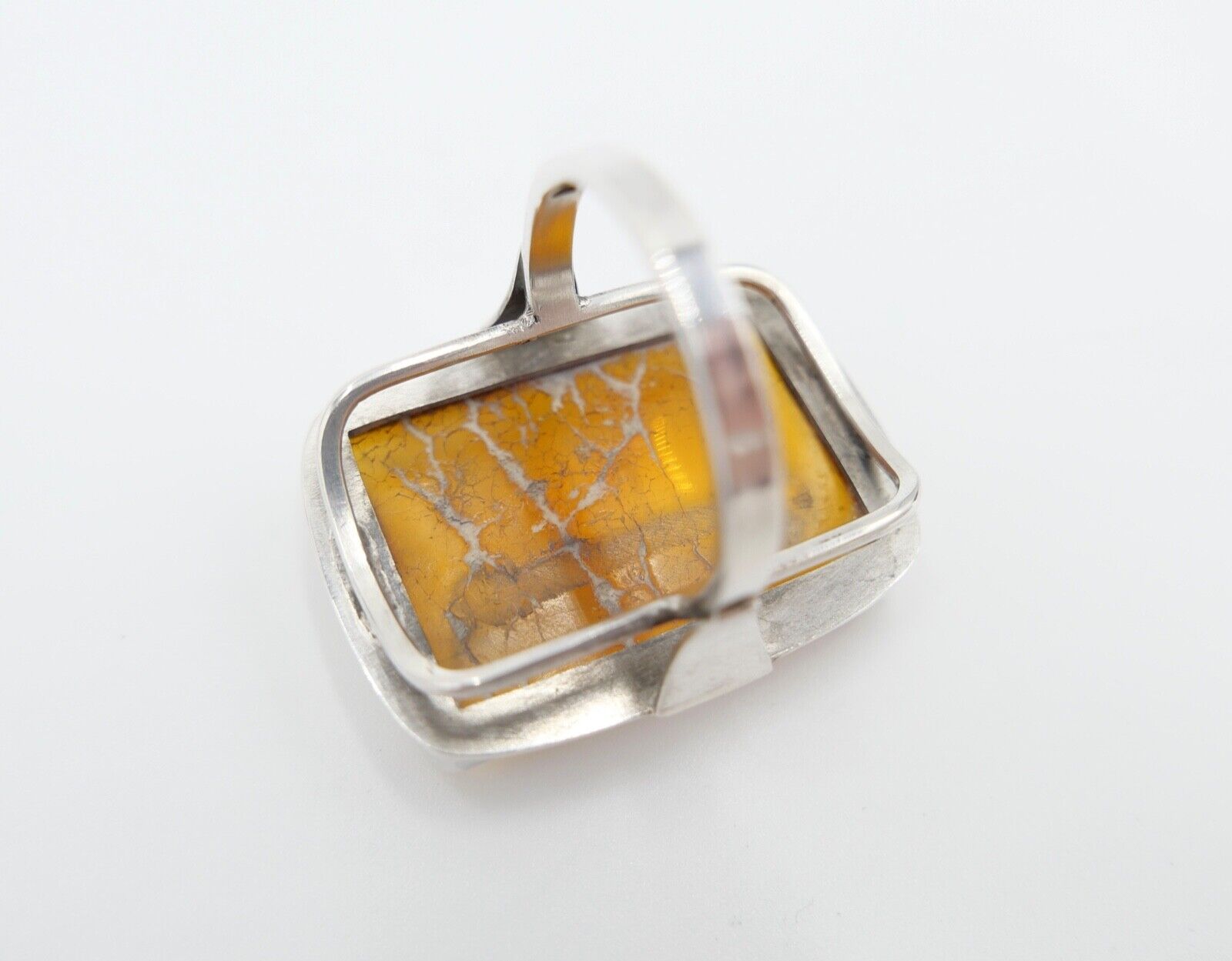 Bernstein Handarbeit Designer Ring Gr. 57 Silber 900 - Antikhandel-Stuttgart