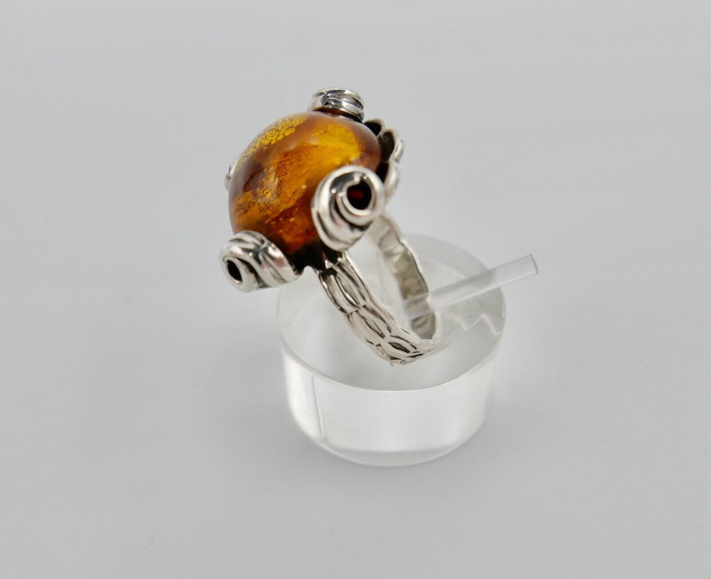 Bernstein Helmut KLEIST Handarbeit Designer Ring Gr. 56 Silber 835 - Antikhandel-Stuttgart