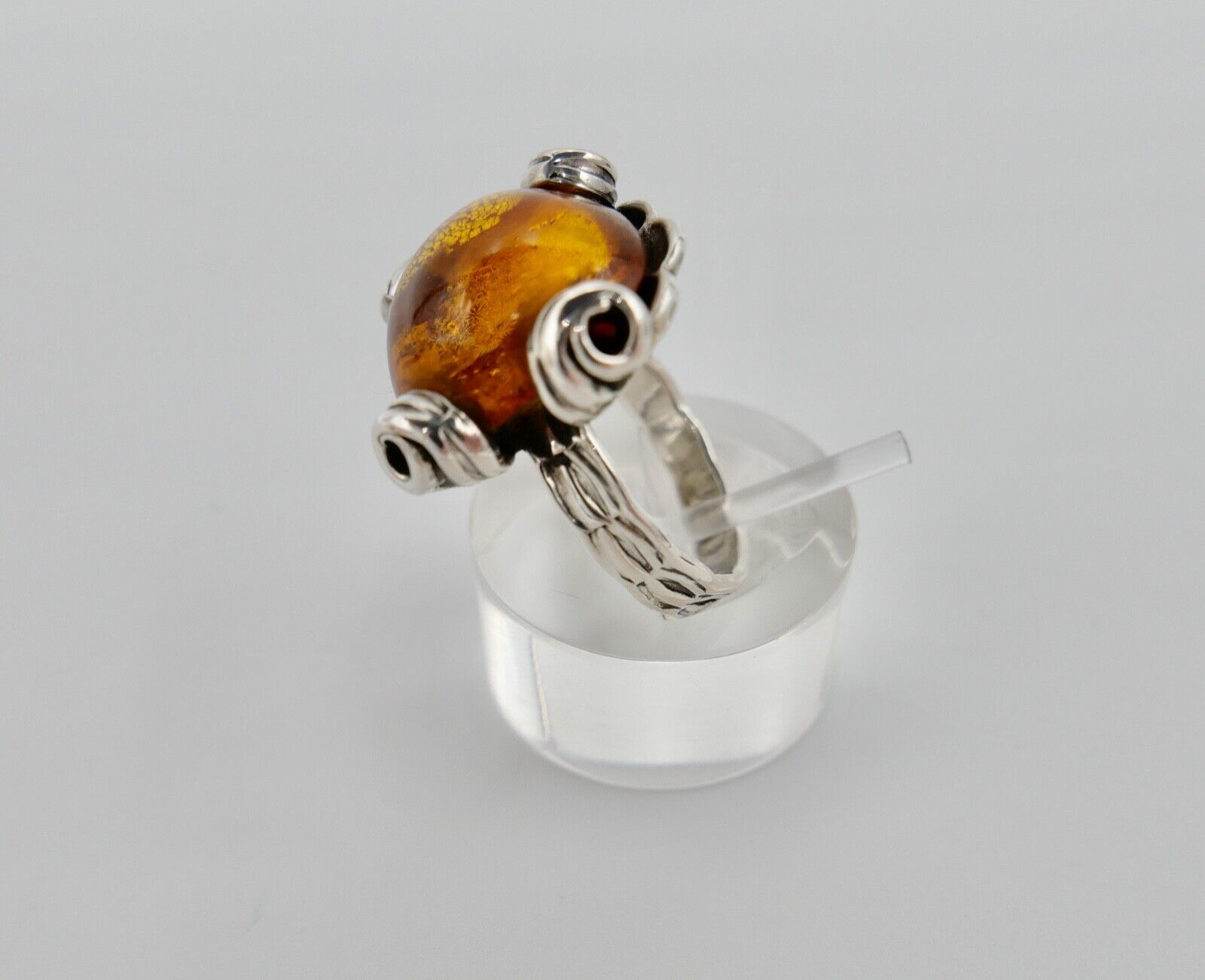 Bernstein Helmut KLEIST Handarbeit Designer Ring Gr. 56 Silber 835 - Antikhandel-Stuttgart