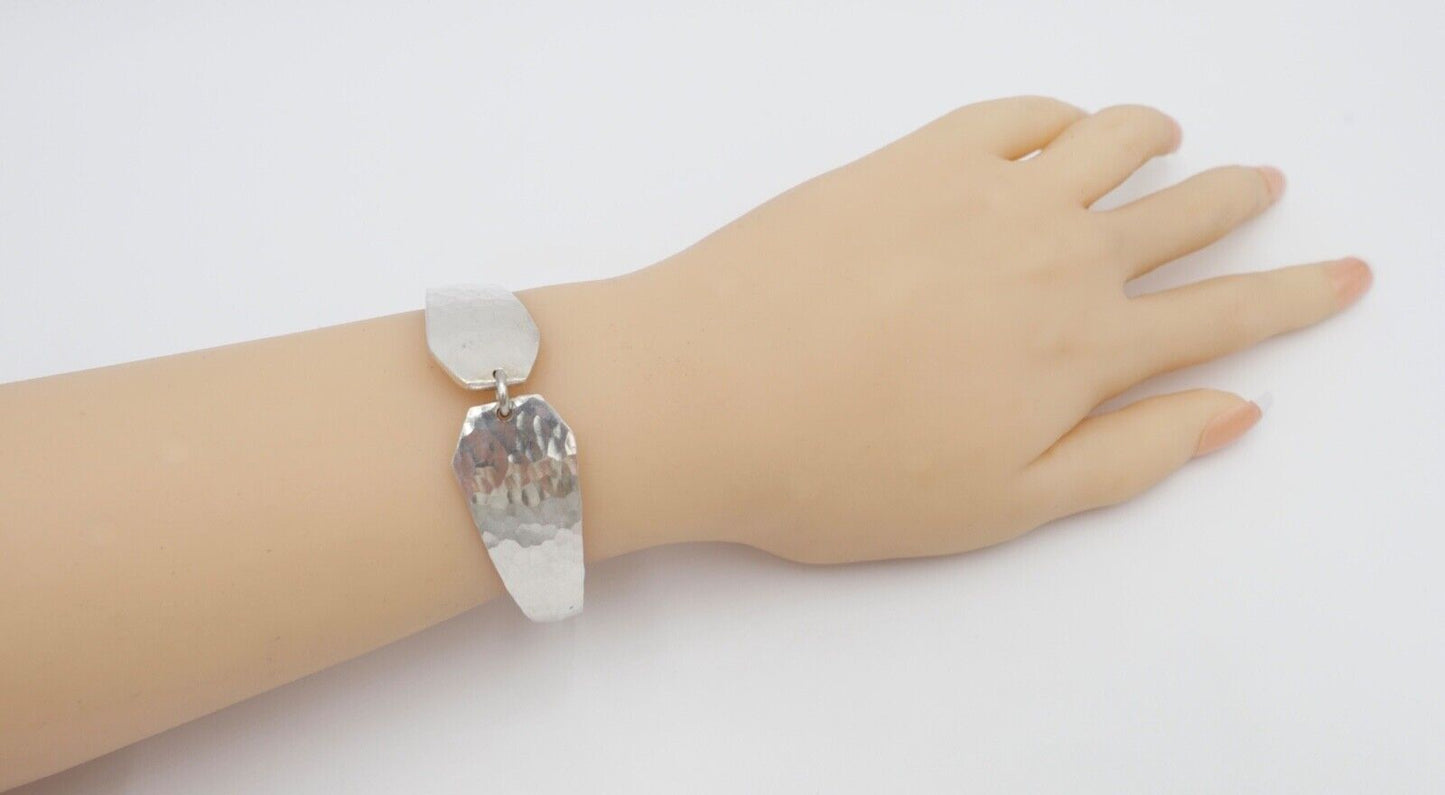 80er Jahre Silber 900 Armband gehämmert Magnetverschluss V.S.F - Antikhandel-Stuttgart