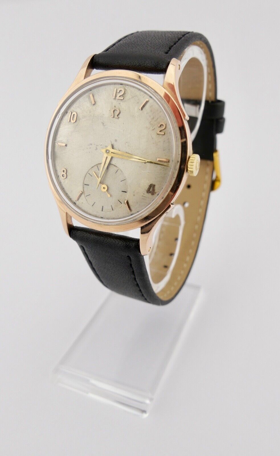 750 Gold 18K Bj. 1944 Klassische Omega 2415 Armbanduhr Leder Watch Herren - Antikhandel-Stuttgart