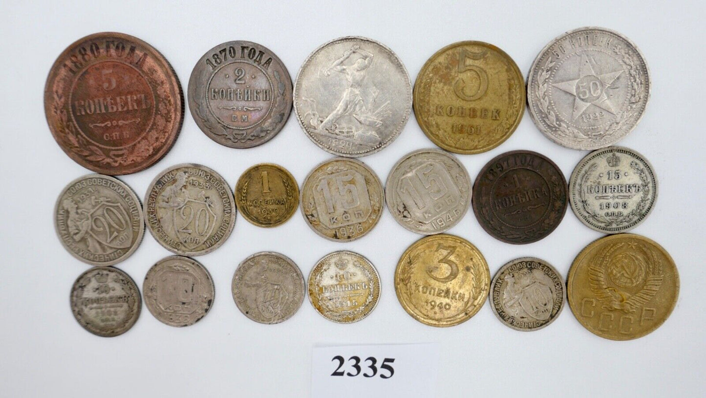 Posten Lot Konvolut Münzen Russland UDSSR KOPEKE 1870-1961 Silber - Antikhandel-Stuttgart