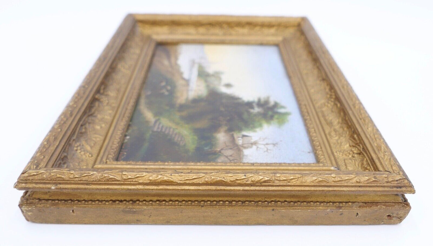 kleines Ölgemälde Öl auf Holz sig. C. Halm Landschaft Dünen Hafen very. Dänemark - Antikhandel-Stuttgart