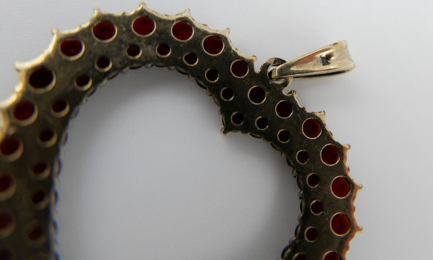 80er Jahre Anhänger Silber vergoldet Granat Herz - Antikhandel-Stuttgart