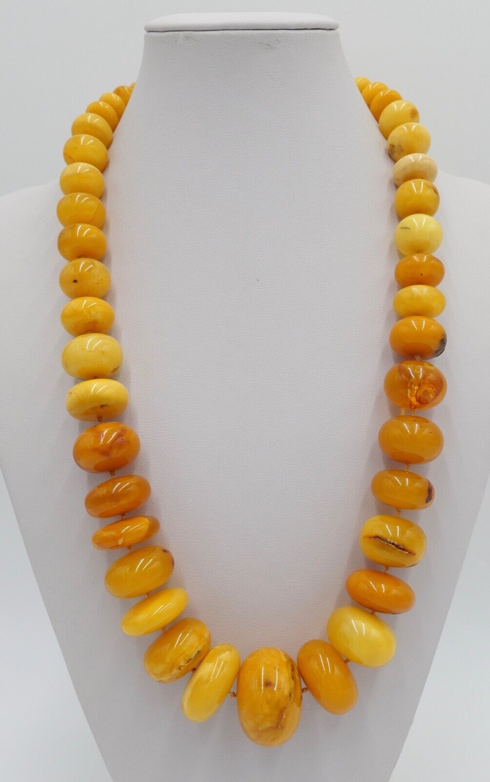 vintage XL Bernstein butterscotch Kette Halskette Collier Silber Amber 105,2 gr - Antikhandel-Stuttgart