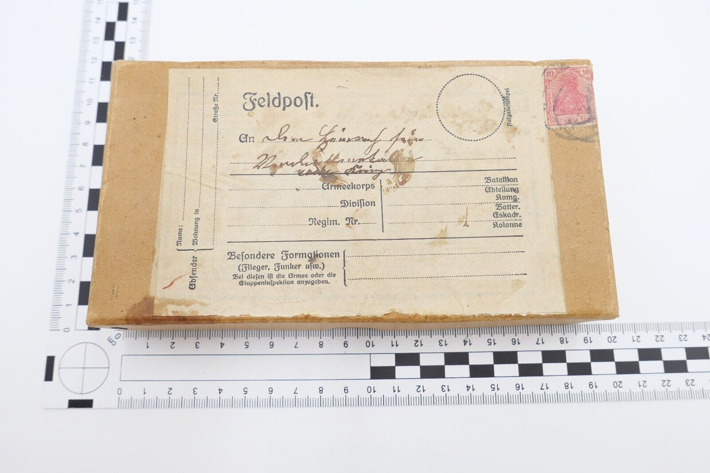 Schachtel für Feldpost mit Briefmarke Deutsches Reich 19x10x3cm - Antikhandel-Stuttgart