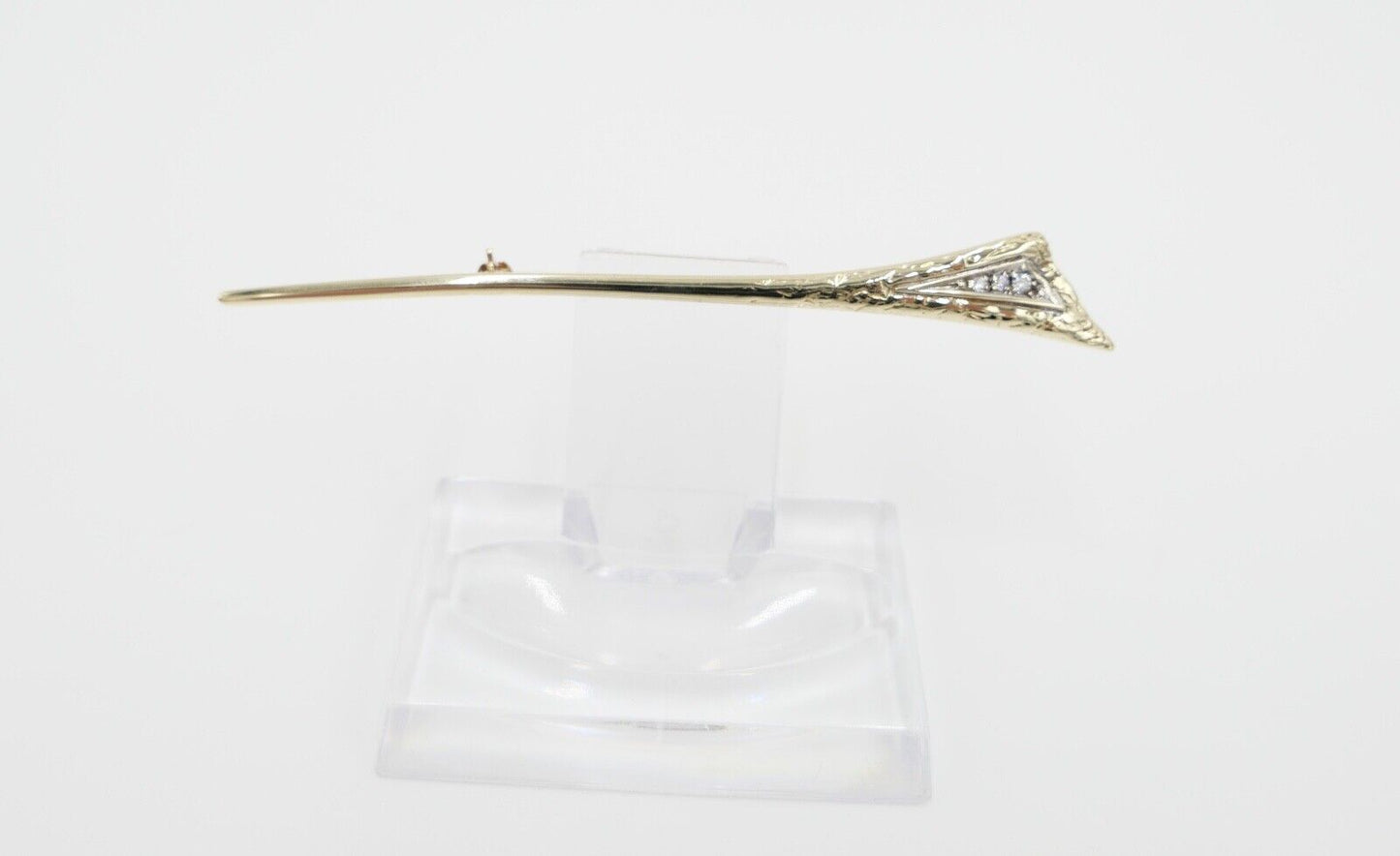 80er Jahre Brosche mit Zirkonia Gold 333 / 8K Stabbrosche - Antikhandel-Stuttgart