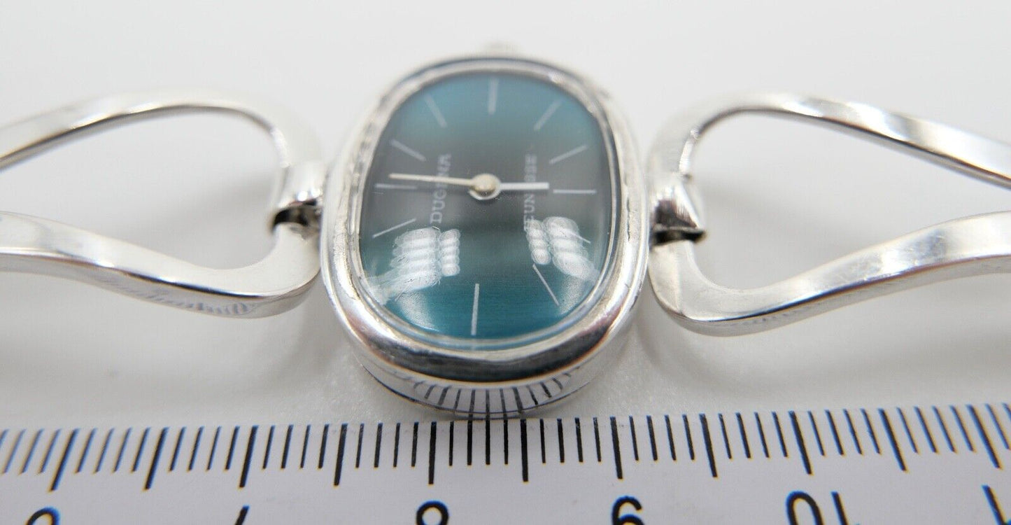 1970er Handaufzug DUGENA JEUNESSE 835 Silber Uhr Damenuhr seltenes Zifferblatt - Antikhandel-Stuttgart