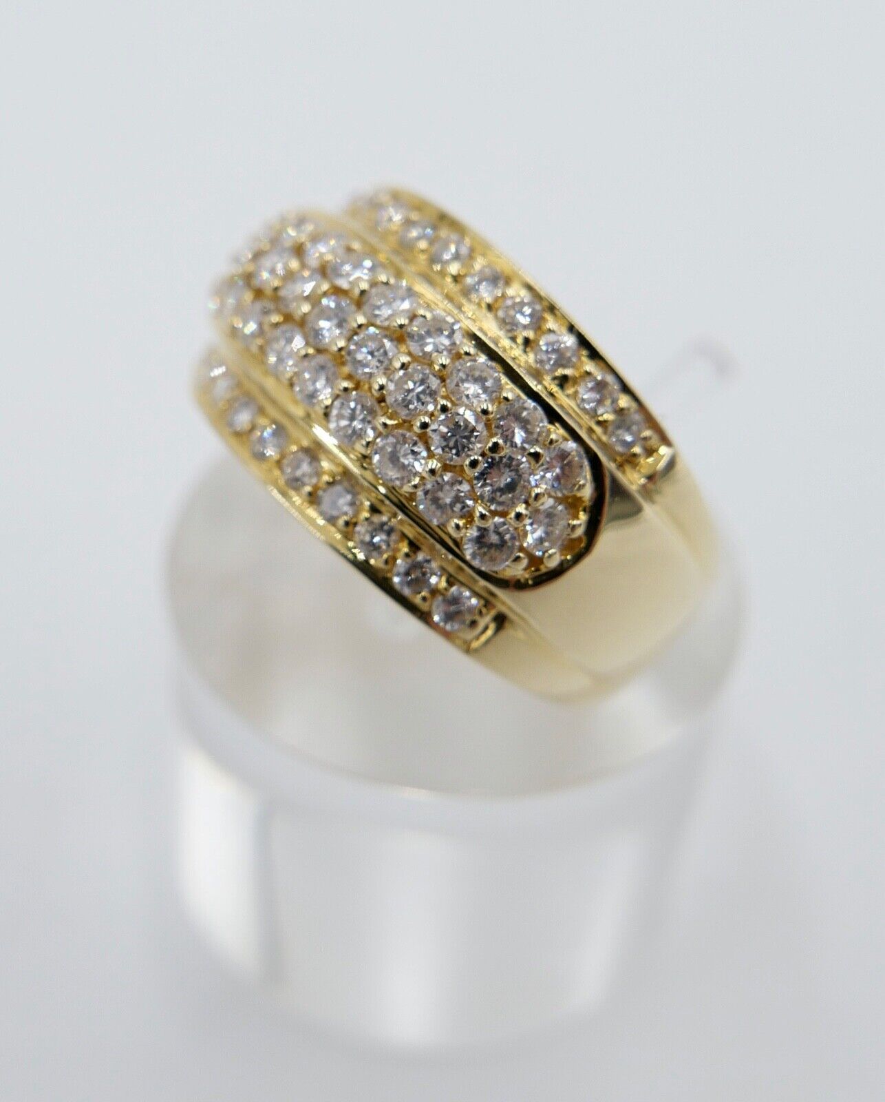 1,26 Ct Diamant Ring 585 14K Gelbgold mit 53 Brillanten besetz Gr. 55 aus 1990er - Antikhandel-Stuttgart
