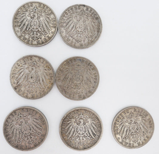 7x 2 Mark Wilhelm II Kaiser & König von Preußen Jäger J.102 - Antikhandel-Stuttgart