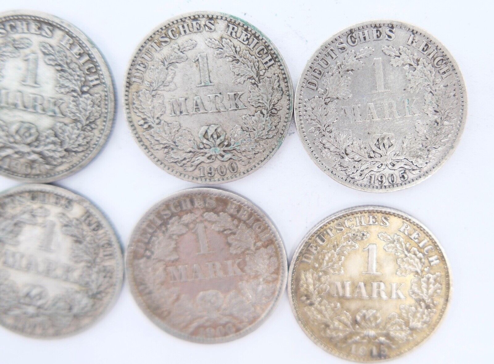 6x 1 Mark Kaiserreich 1900-1915 Jäger J.17 VZ-STG Vorzüglich - Stempelglanz - Antikhandel-Stuttgart