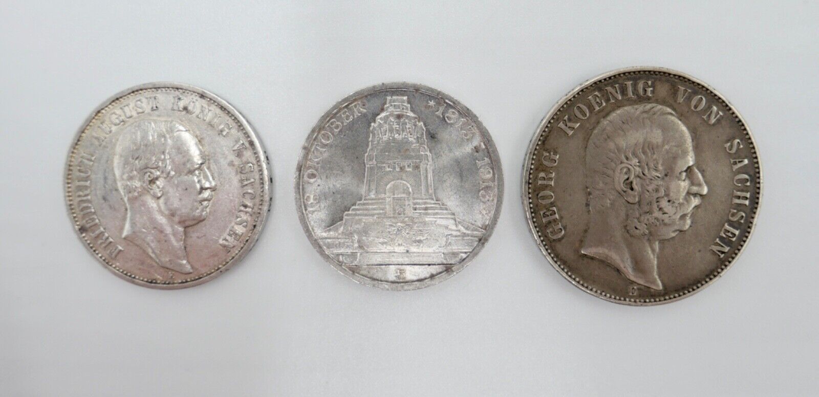 3x 3 & 5 Mark 1903 1909 1913 Sachsen Jäger J. 130 135 140 Münzen Friedrich Georg - Antikhandel-Stuttgart