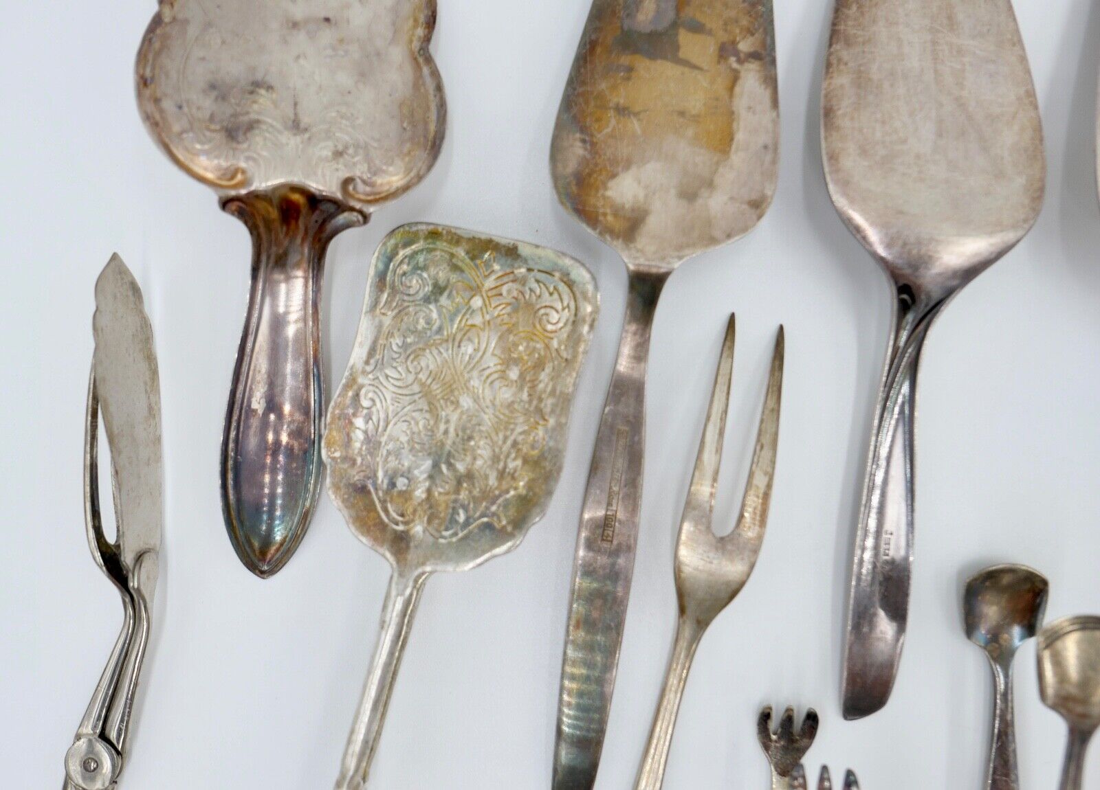 Konvolut Tortenheber Schere Zucke Fisch Fleisch WMF 90er Silberauflage 20 Stück - Antikhandel-Stuttgart