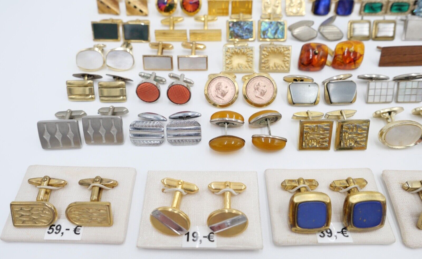 Konvolut LOT Posten Manschettenknöpfe NEU gebraucht 1960-1990er vergoldet 42 St - Antikhandel-Stuttgart