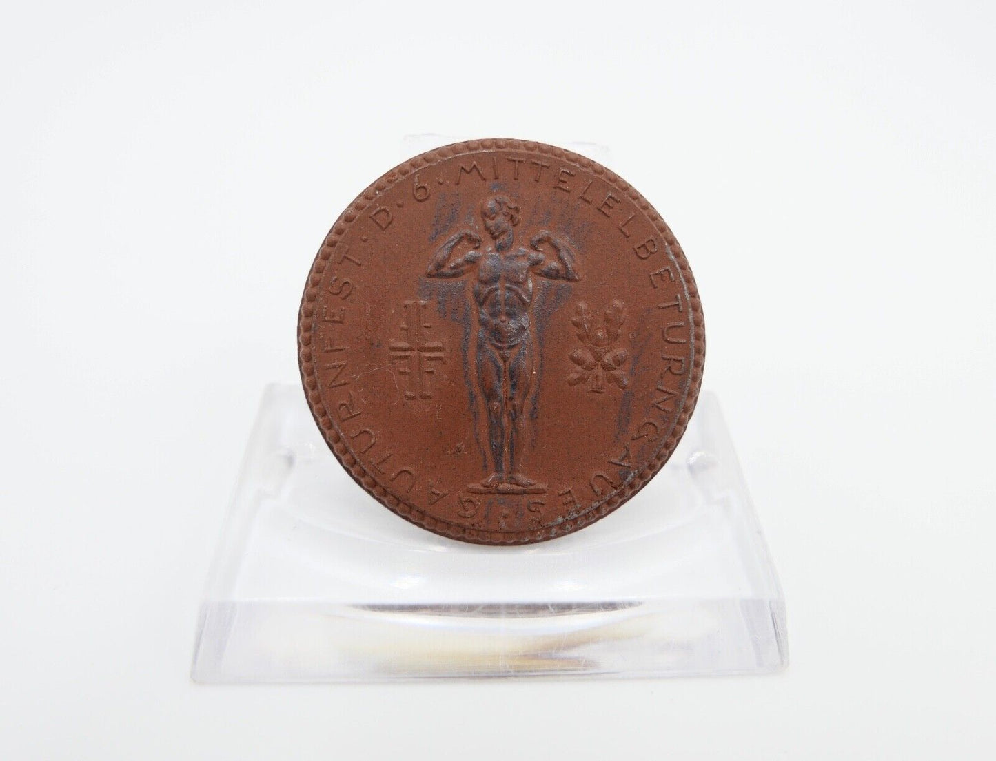 Meissen Porzellan Abzeichen Medaille 1924 Gauturnfest D 6 Mittellelbeturngaues - Antikhandel-Stuttgart