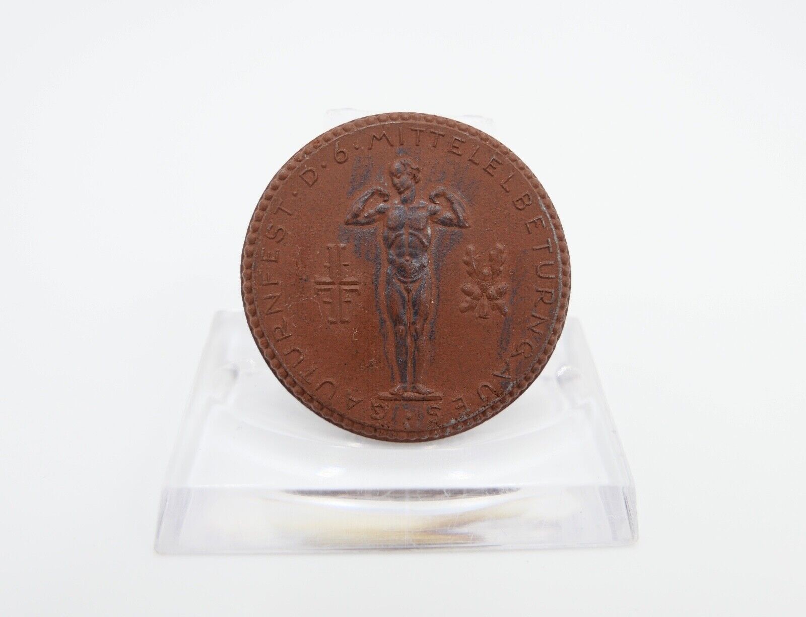 Meissen Porzellan Abzeichen Medaille 1924 Gauturnfest D 6 Mittellelbeturngaues - Antikhandel-Stuttgart