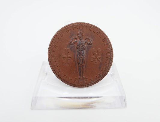 Meissen Porzellan Abzeichen Medaille 1924 Gauturnfest D 6 Mittellelbeturngaues - Antikhandel-Stuttgart