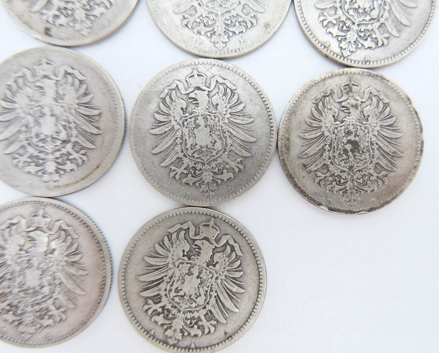 11x 1 Mark Deutsches Reich Jäger J.9 A B D F G 1873 / 1874 / 1875 / 1881 - Antikhandel-Stuttgart