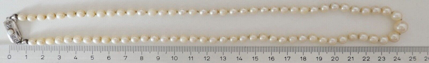 Perlenkette Collier AKOYA ZUCHTPERLE Gold 585 / 14K pearl Ø 4,6 bis 8,3 mm 51 cm - Antikhandel-Stuttgart