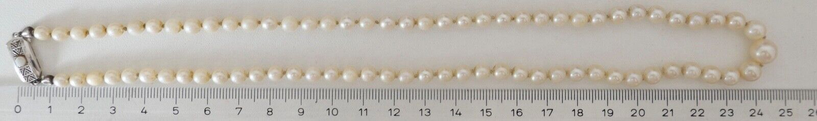 Perlenkette Collier AKOYA ZUCHTPERLE Gold 585 / 14K pearl Ø 4,6 bis 8,3 mm 51 cm - Antikhandel-Stuttgart
