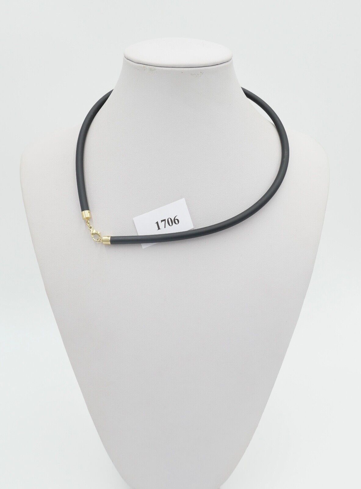 80er Jahre Kautschuk Kette mit 375 / 9K Goldverschluss NEU aus Juwelierauflösung - Antikhandel-Stuttgart