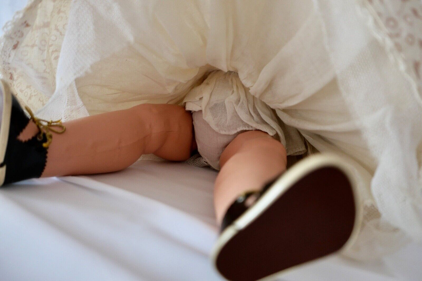 Alte Puppe SF50 Massepuppe Glieder 50 cm Hersteller: M Mädchen im Kleid - Antikhandel-Stuttgart